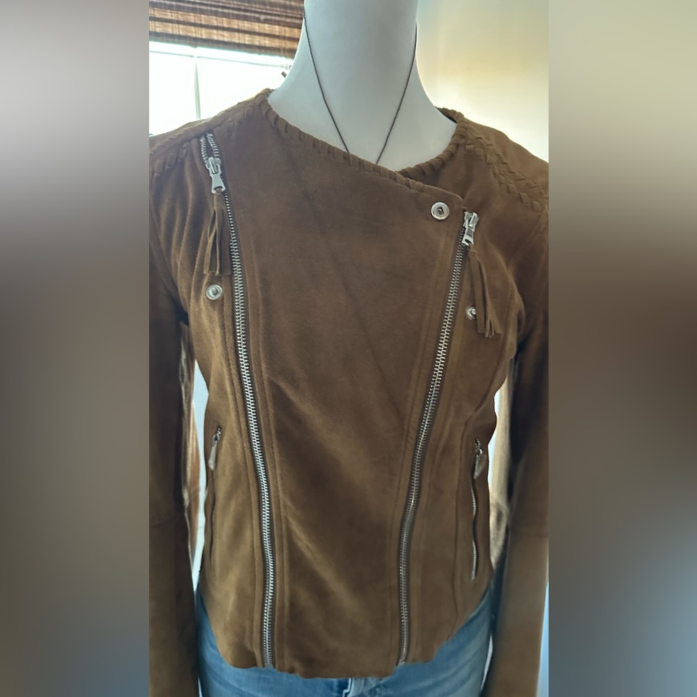 PAIGE Tobacco Color Suede Moto Jacket - Picture 14 of 16